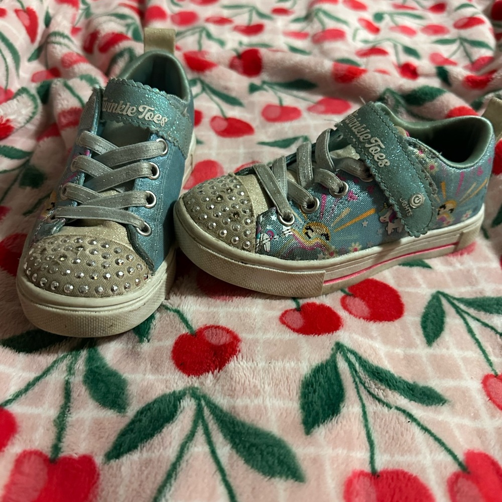 Skechers Kids' Glittery Blue and Silver Sneakers